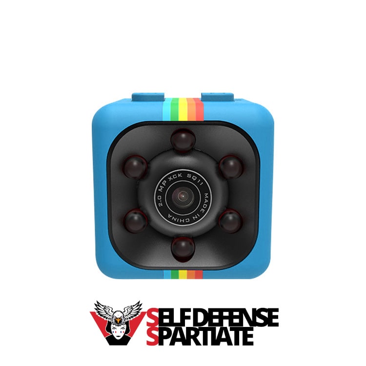 mini camera dashcam self defense bleu
